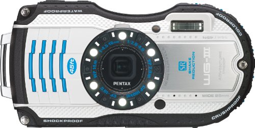 PENTAX 防水デジタルカメラ PENTAX WG-3 ホワイトブルー 1cmマクロ マクロ (中古品)