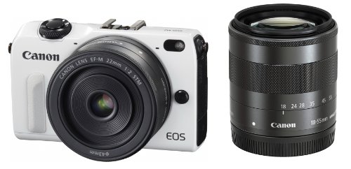 Canon ミラーレス一眼カメラ EOS M2 ダブルレンズキット(ホワイト) EF-M18-(中古品)