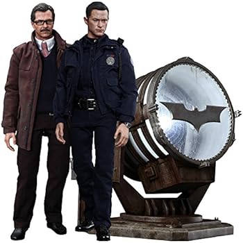(中古:未使用・未開封)ムービー・マスターピース ダークナイトライジング ジョン・ブレイク & ジム・ゴードン市警本部長(2体セット)[バットシグナル投光器付き] 1/6スケール プラスチック