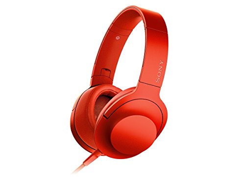 (中古品)ソニー ヘッドホン h.ear on MDR-100A: ハイレゾ対応 密閉型 折りたたみ式 ケーブル着脱式/バランス接続対応 リモコン・マイク付き シナバーレッド MDR-100A R/ソ