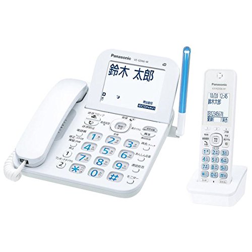 パナソニック コードレス電話機(子機1台付き)(ホワイト) VE-GD66DL-W(中古品)