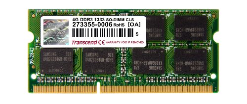 Transcend ノートPC用メモリ PC3-10600 DDR3 1333 4GB 1.5V 204pin SO-DIMM(中古品)
