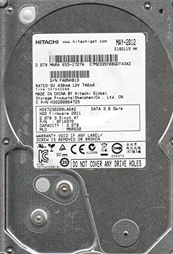 (中古品)hds723020bla642、PN 0?F16970、MLC mnr6d0、Hitachi 2tb SATA 3.5ハードドライブ/Hitachi/HDS723020BLA642/日立(H