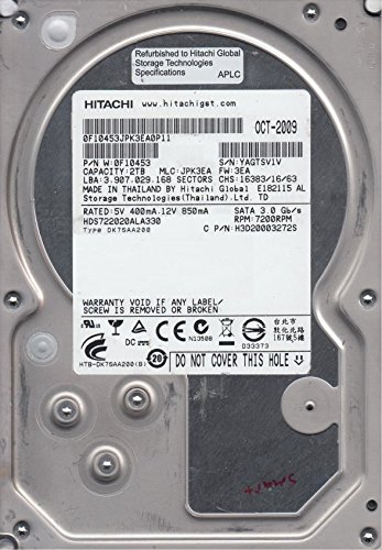 (中古品)hds722020ala330、PN 0?F10453、MLC jpk3ea、Hitachi 2tb SATA 3.5ハードドライブ/Hitachi//日立(HITACHI)/hds7220
