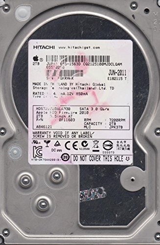 (中古品)hds722020ala330、PN 0?F11603、MLC jpk37b、Hitachi 2tb SATA 3.5ハードドライブ/Hitachi/HDS722020ALA330/日立(H